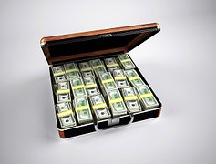 a lot of money inside a case